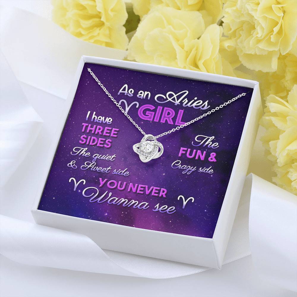 As an Aries Girl I Have Three Sides the Quite and The Sweet Side Love Knot Pendant Necklace As an Aries Girl I Have Three Sides the Quite and The Sweet Side Love Knot Pendant Necklace