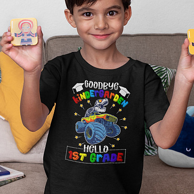 Dinosaur Goodbye Kindergarten Hello 1ST Grade T-Shirt - Youth Tee - Goodbye Kindergarten Shirt