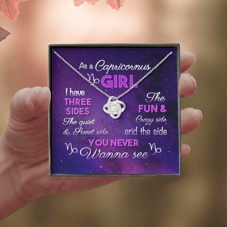 As a Capricornus Girl I Have Three Sides the Quite and The Sweet Side Love Knot Pendant Necklace