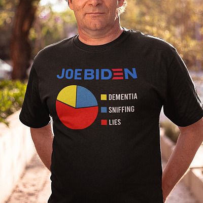 Alternative view of Joe Biden Dementia Sniffing Lies T-Shirt - V-Neck Shirt