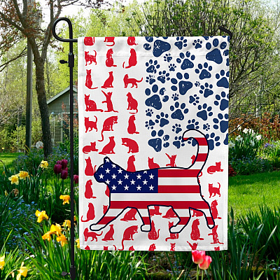 Cat Lover American Outdoor House Flag - 4th Of July Home Garden Flag - US Patriot Flag - Patriotic Home Decor