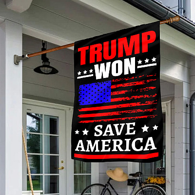 Alternative view of Trump Won Save America Decorative Garden Flag - Indoor Outdoor Flag - Trump 2024 Flag - House Flag