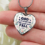 God is Within Her She Will Not Fall Heart Pendant Necklace