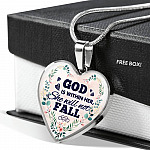God is Within Her She Will Not Fall Heart Pendant Necklace