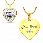 God is Within Her She Will Not Fall Heart Pendant Necklace