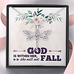 God is Within Her She Will Not Fall Dragonfly Pendant Necklace God is Within Her She Will Not Fall Dragonfly Pendant Necklace