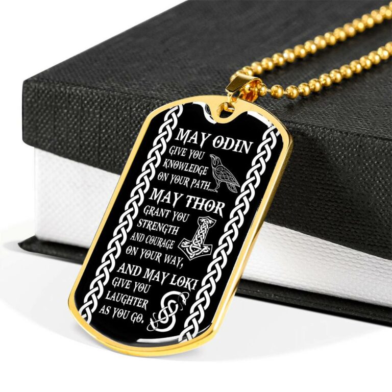 May Odin Give Me Knowledge On My Path Dog Tag Pendant Necklace - Nordic Vikings Necklace - Viking Gifts