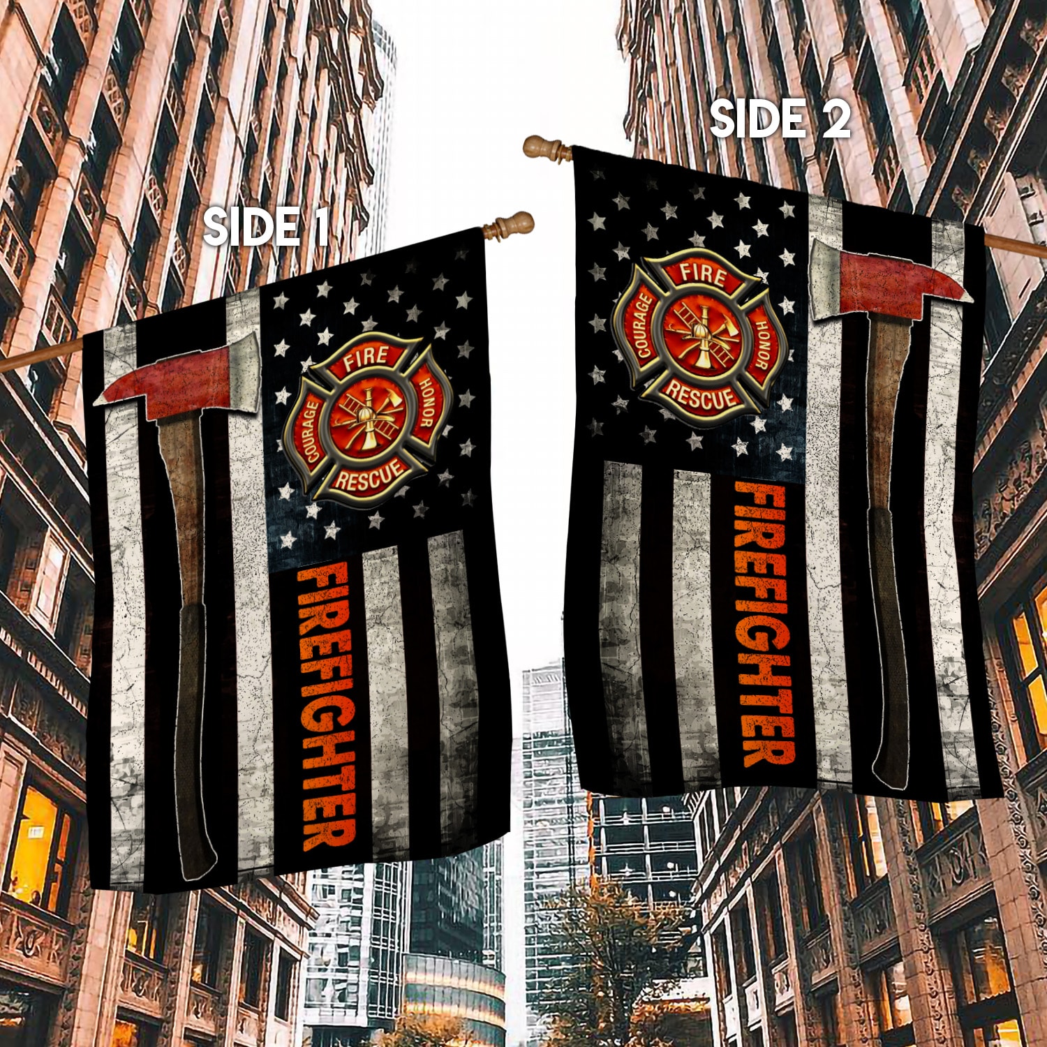 69 HG. Firefighter Hammer 1 House Flag Mockup 2 Side-1