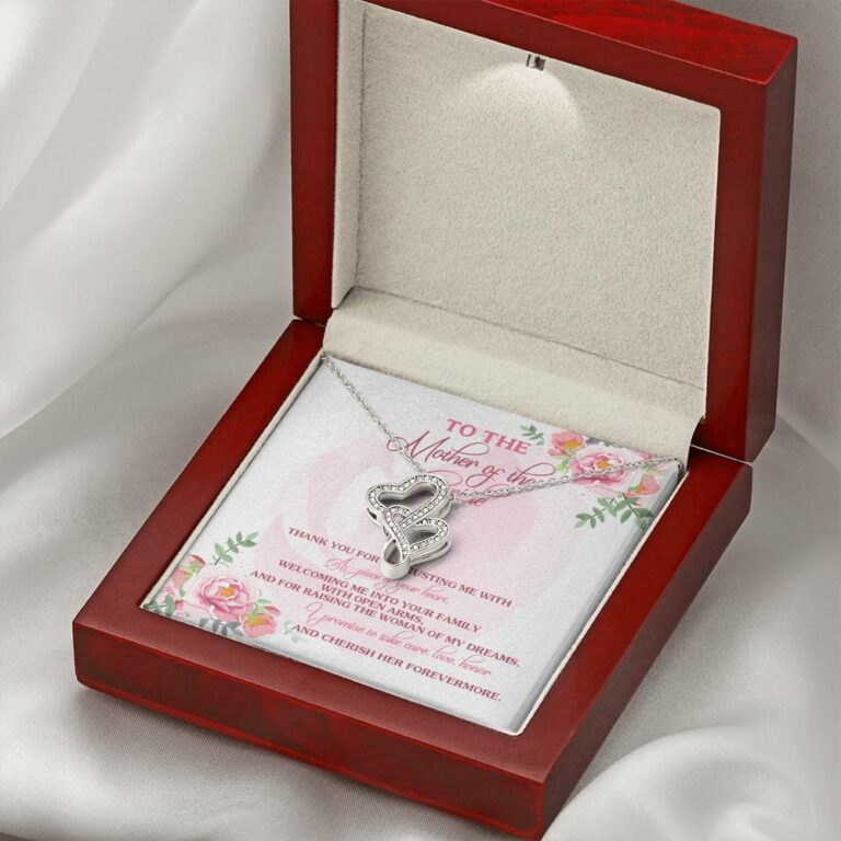 To The Mother Of The Bride Thank You For Entrusting Me Double Hearts Necklace - Mother In Law Gift From Groom