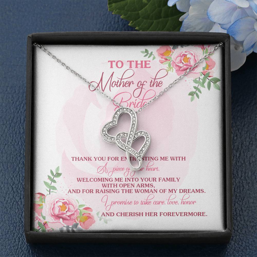 To The Mother Of The Bride Thank You For Entrusting Me Double Hearts Necklace - Mother In Law Gift From Groom To The Mother Of The Bride Thank You For Entrusting Me Double Hearts Necklace - Mother In Law Gift From Groom