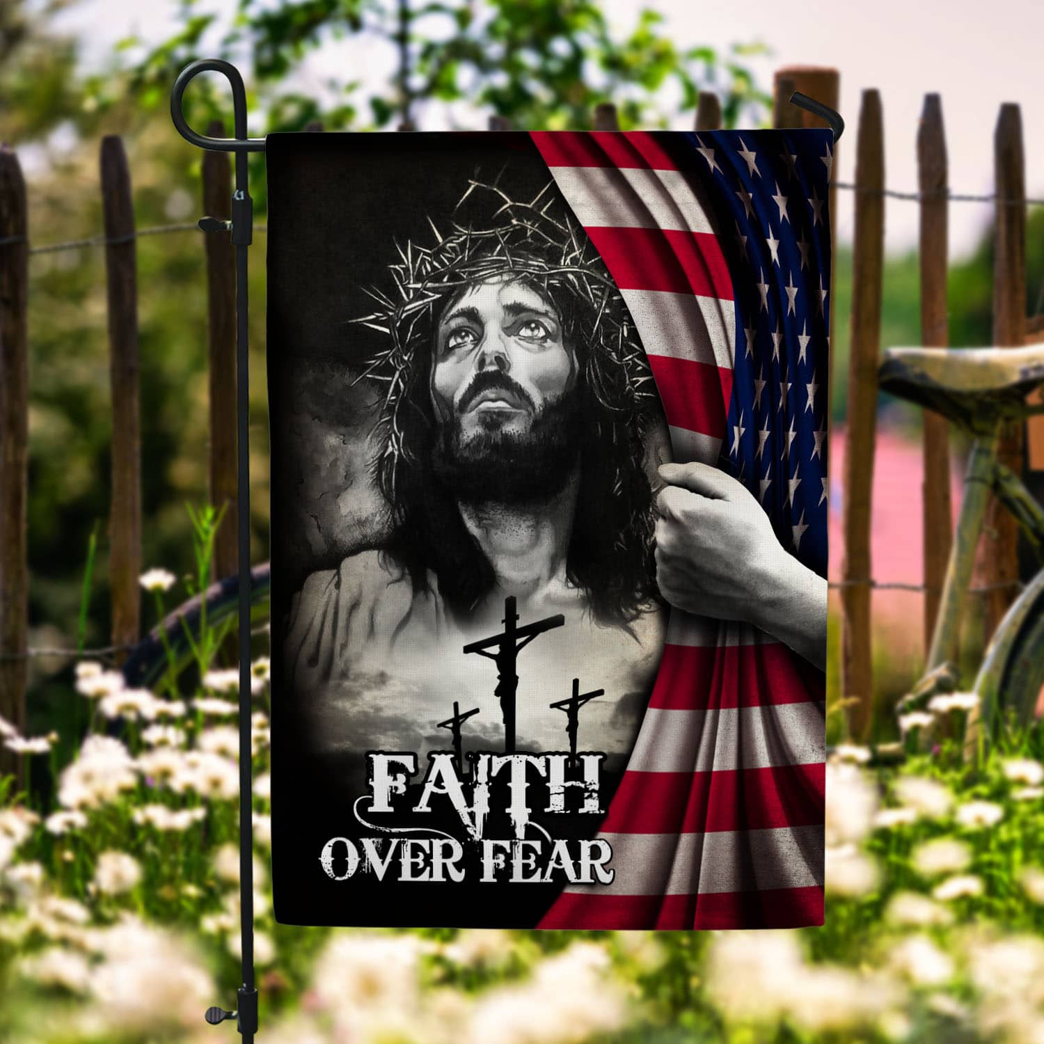 2O. Faith Over Fear (4) Garden Flag Mockup 6