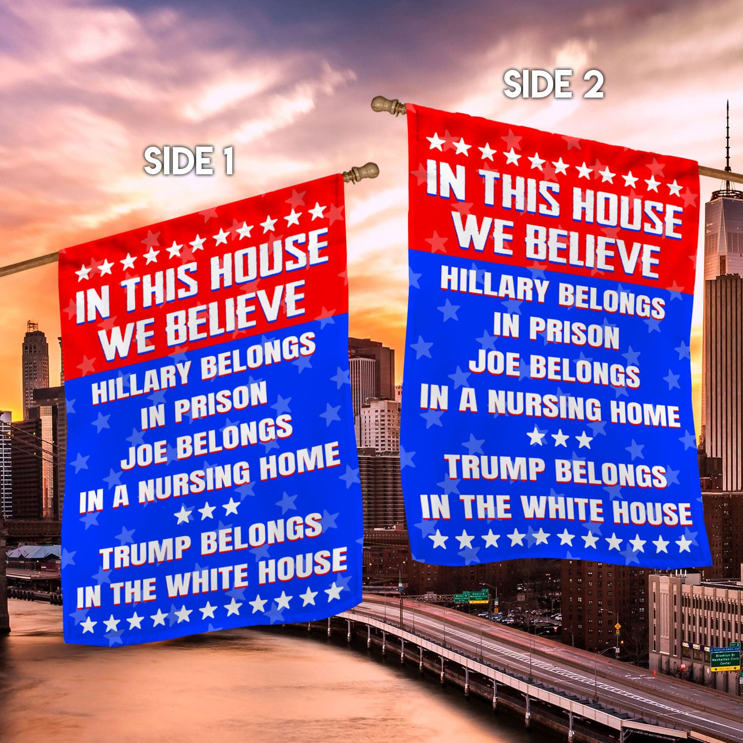 21 HG UU TIEN. In This House Hillary Belongs_flag House Flag Mockup 2 Side-2