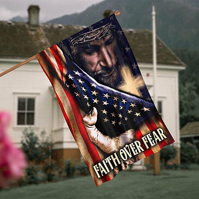 Faith Over Fear American Flag Decorative Garden Flag - House Flag