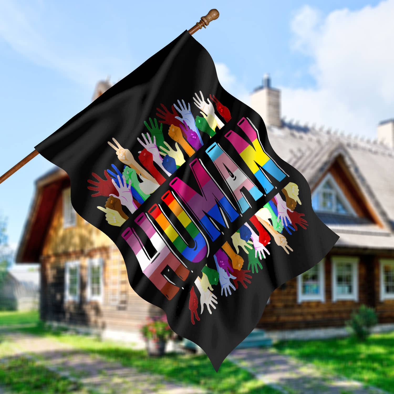 1O. Human Flag (4) House Flag Mockup 5