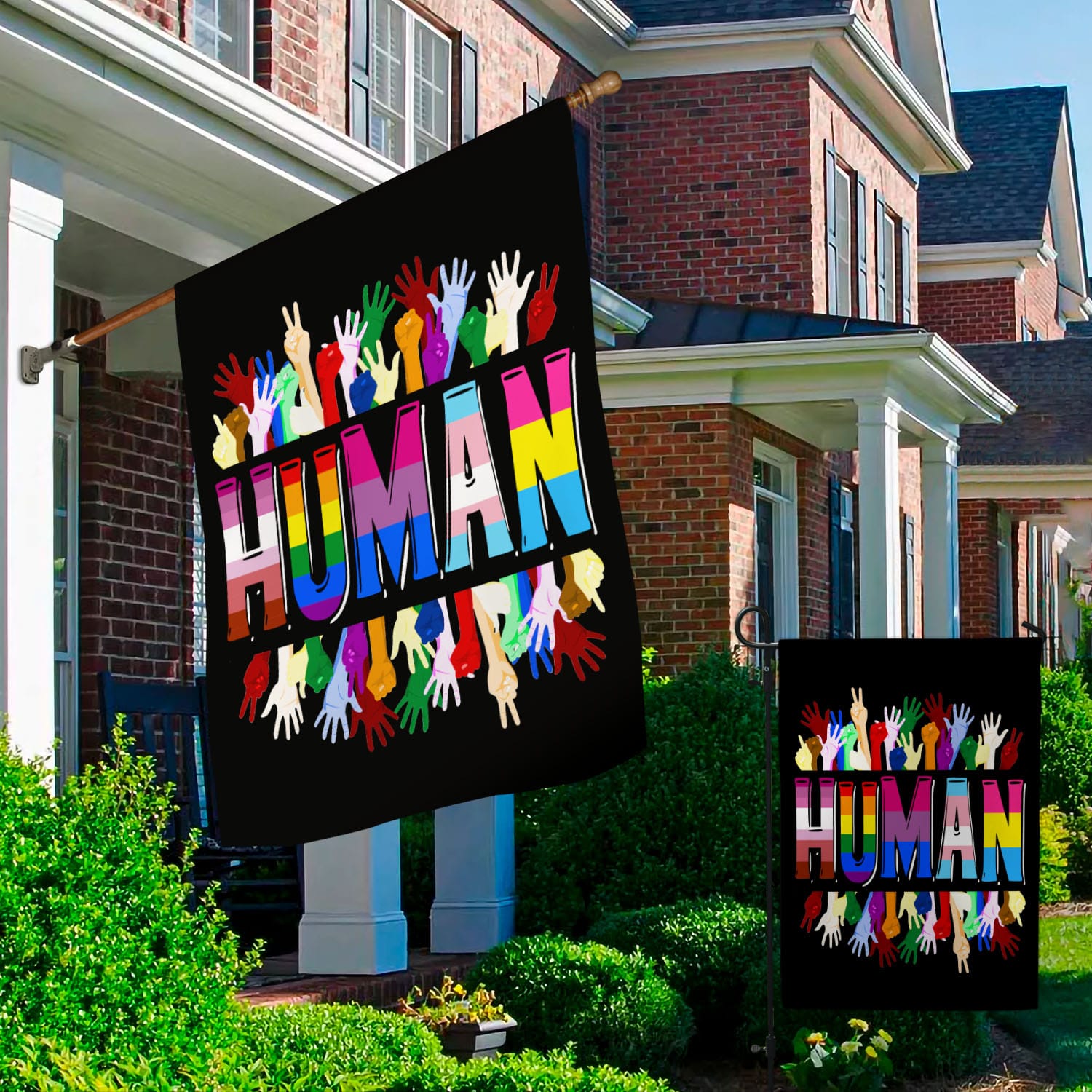 1O. Human Flag (4) Garden & House Mockup 2