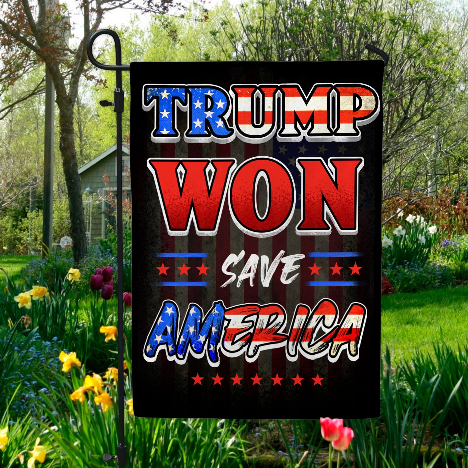 4O. Trump Won (Flag - Full) Garden Flag Mockup 5