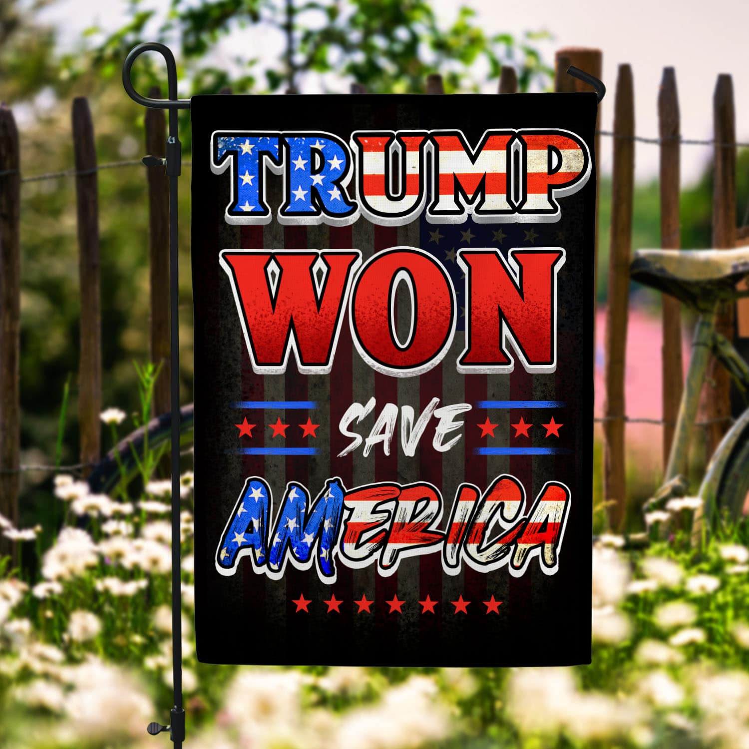 4O. Trump Won (Flag - Full) Garden Flag Mockup 6