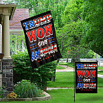 4O. Trump Won (Flag - Full) Garden & House Mockup 1