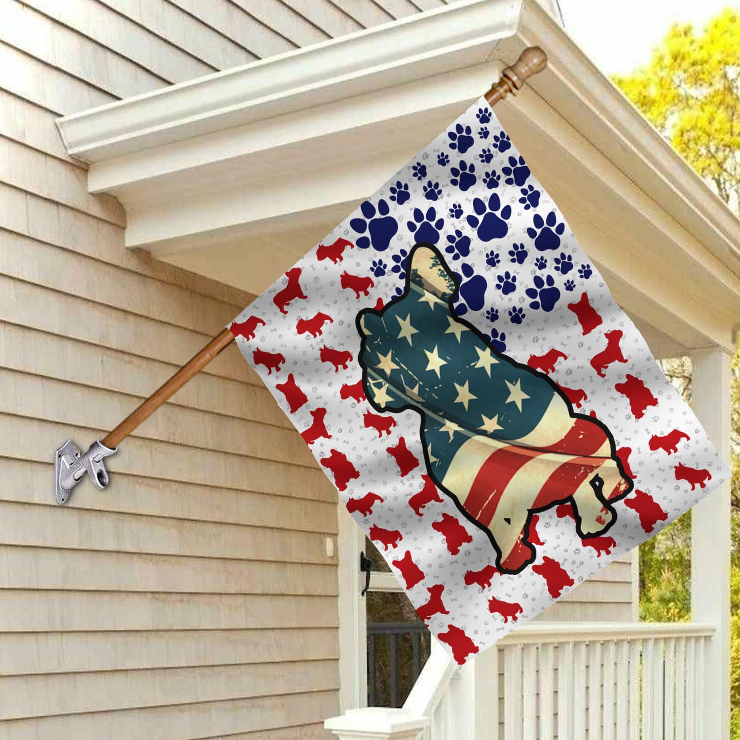 8VT. French Bulldog 4th Of July House Flag Mockup 2