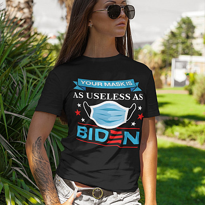 Alternative view of Your Mask Is As Useless As Biden T-Shirt - V-Neck Shirt