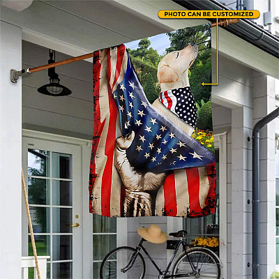 Personalized Photo Dog Flag American Flag 4th Of July Decoration Outdoor Garden Flag - House Flag