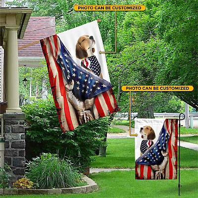 Alternative view of Personalized Photo Dog Flag American Flag 4th Of July Decoration Outdoor Garden Flag - House Flag