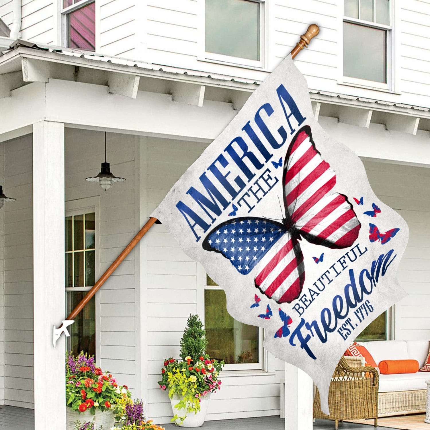 7HP. America Freedom(4) House Flag Mockup 7