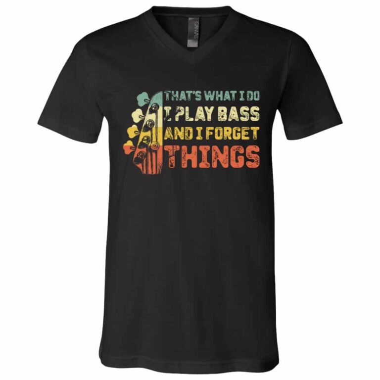 bass 1, Black, V-Neck T-Shirt