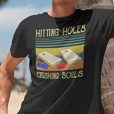 Hitting Holes Crushing Souls Vintage Retro T-Shirt - V-Neck Shirt