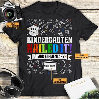 Personalized Name School Kindergarten Nailed It Youth Tee Shirt