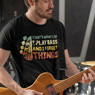 Alternative view of That's What I Do I Play Bass And I Forget Things Vintage T-Shirt - V-Neck Shirt
