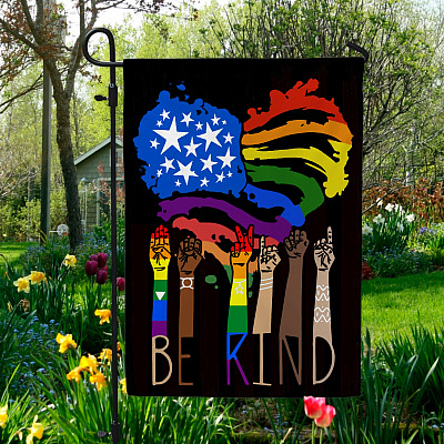 In A World Where Can Be Anything Be Kind LGBT American Flag Kindness Equality BLM Garden Flag - House Flag