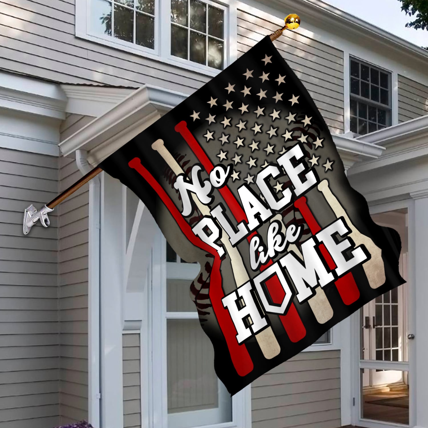 5KT. Baseball No Place Like Home House Flag Mockup 6