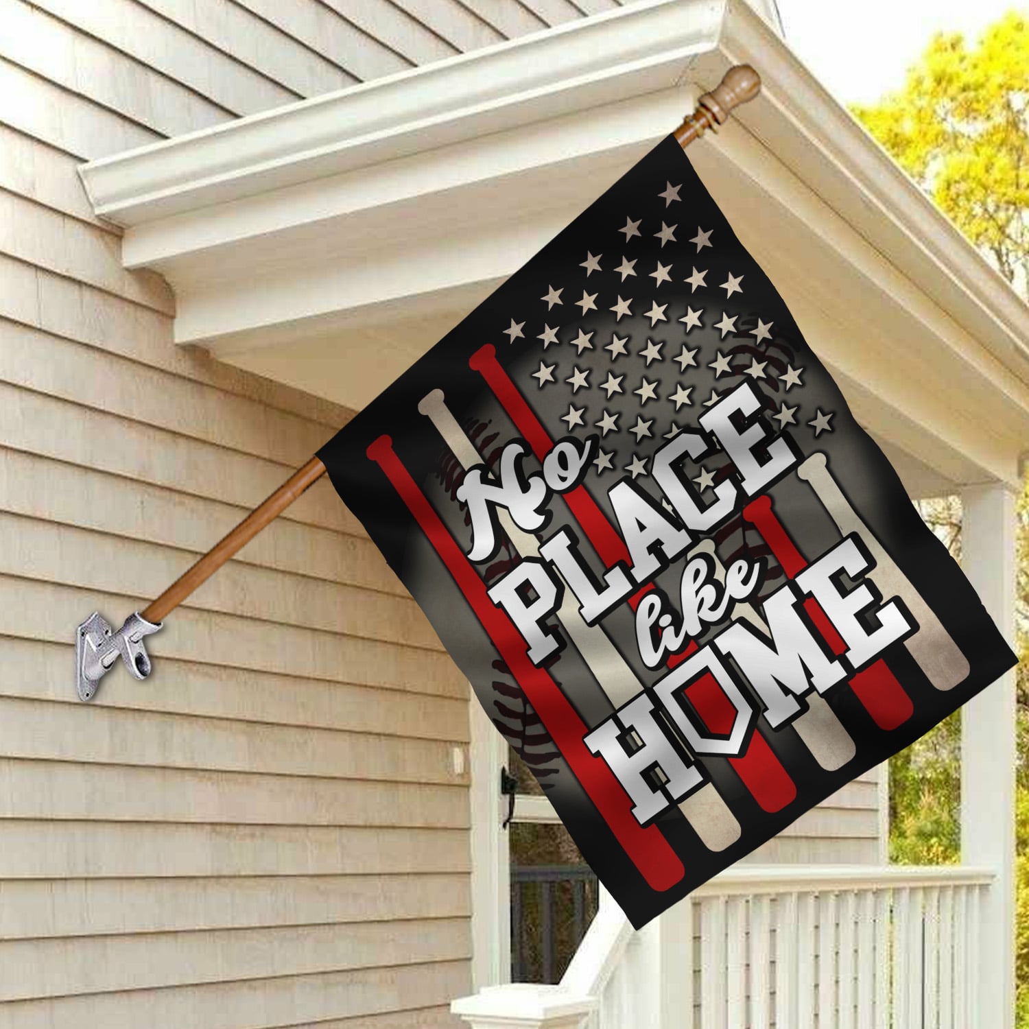 5KT. Baseball No Place Like Home House Flag Mockup 2