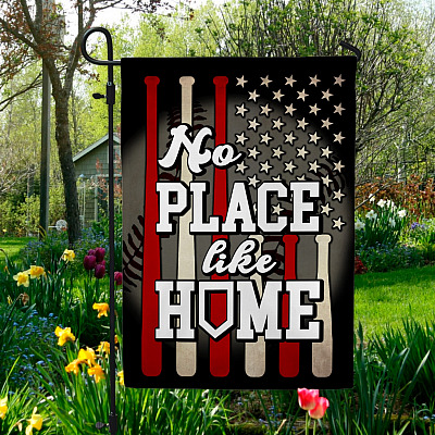 There’s No Place Like Home Baseball Flag - In This Baseball Family Baseball Life Lessons House Garden Flag