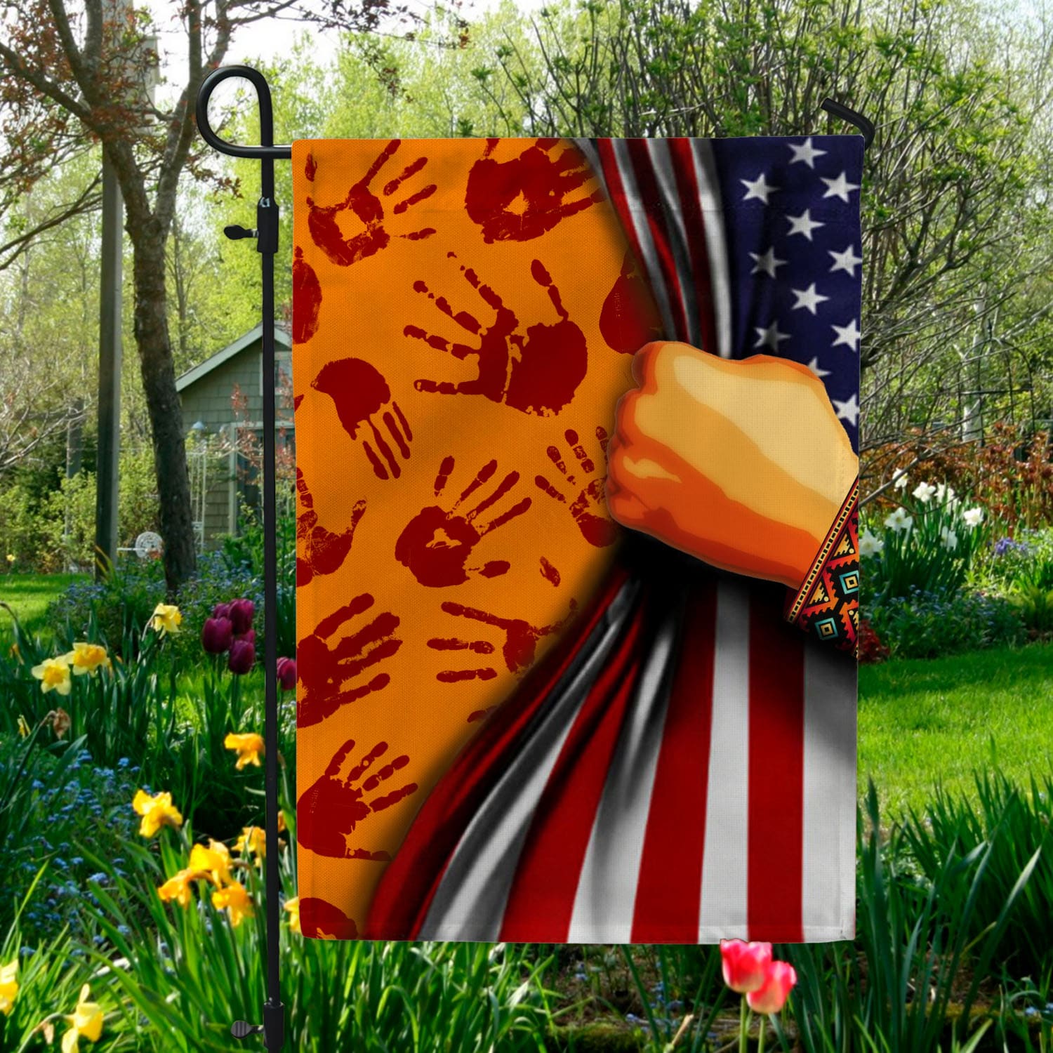 6BN. Every Child Matters (6) Garden Flag Mockup 5
