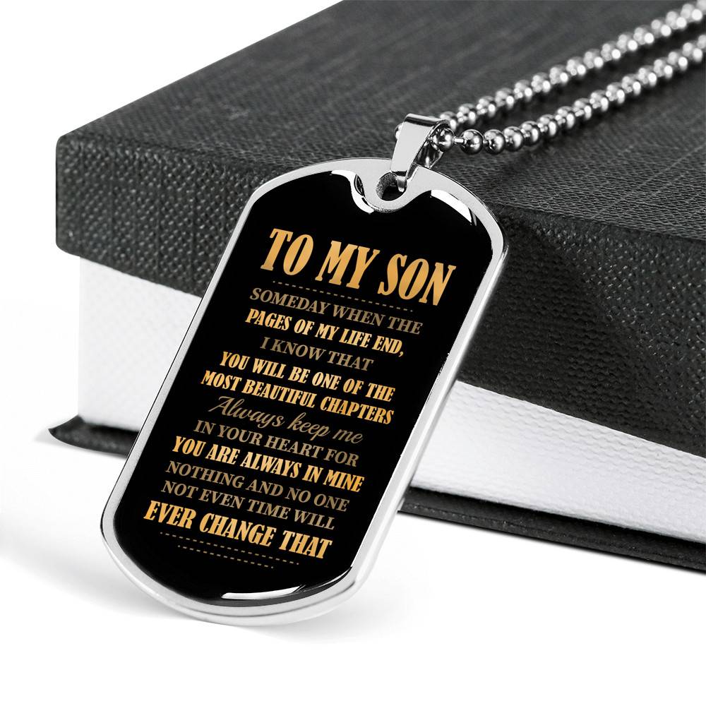 To My Son Someday When The Pages Of My Life End Dog Tag Pendant Necklace - Necklace Gifts For Son To My Son Someday When The Pages Of My Life End Dog Tag Pendant Necklace - Necklace Gifts For Son