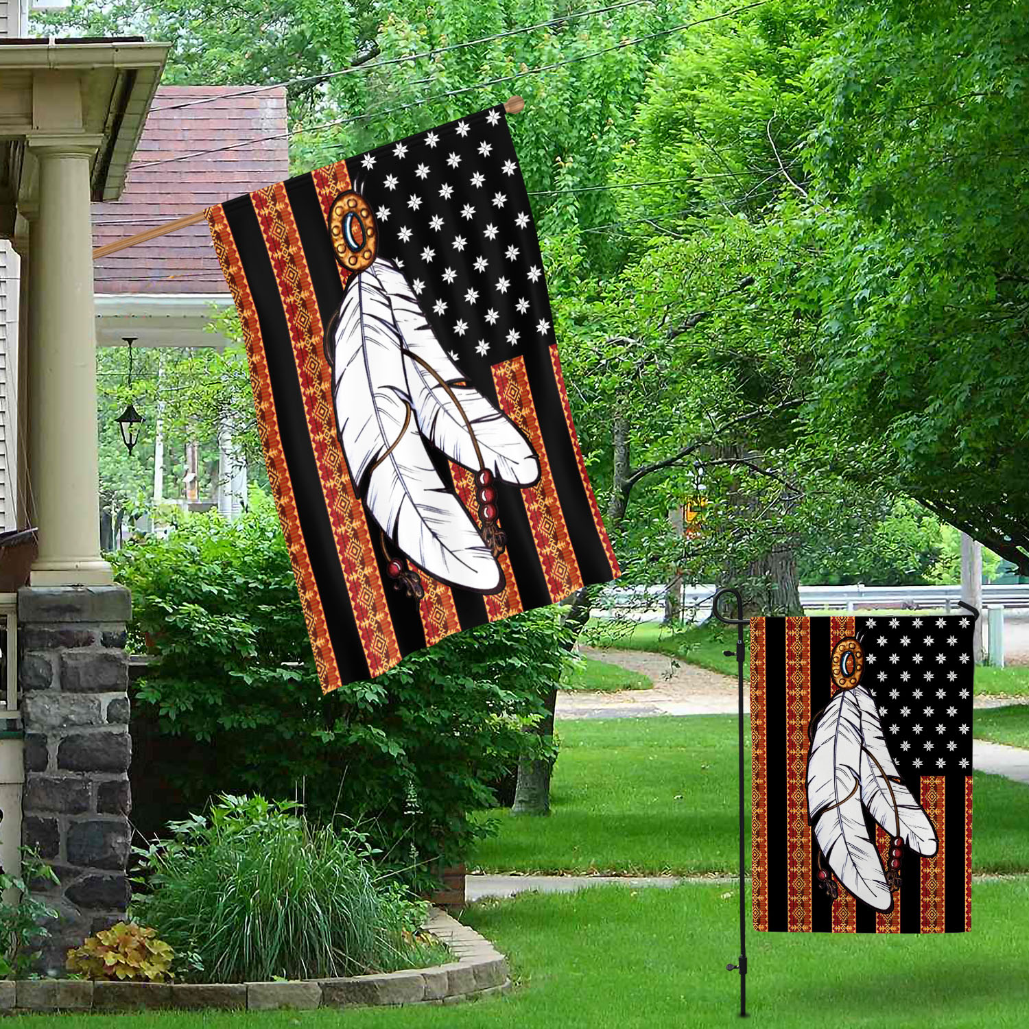 9VT. Feather Native American (4) Garden & House Mockup 1