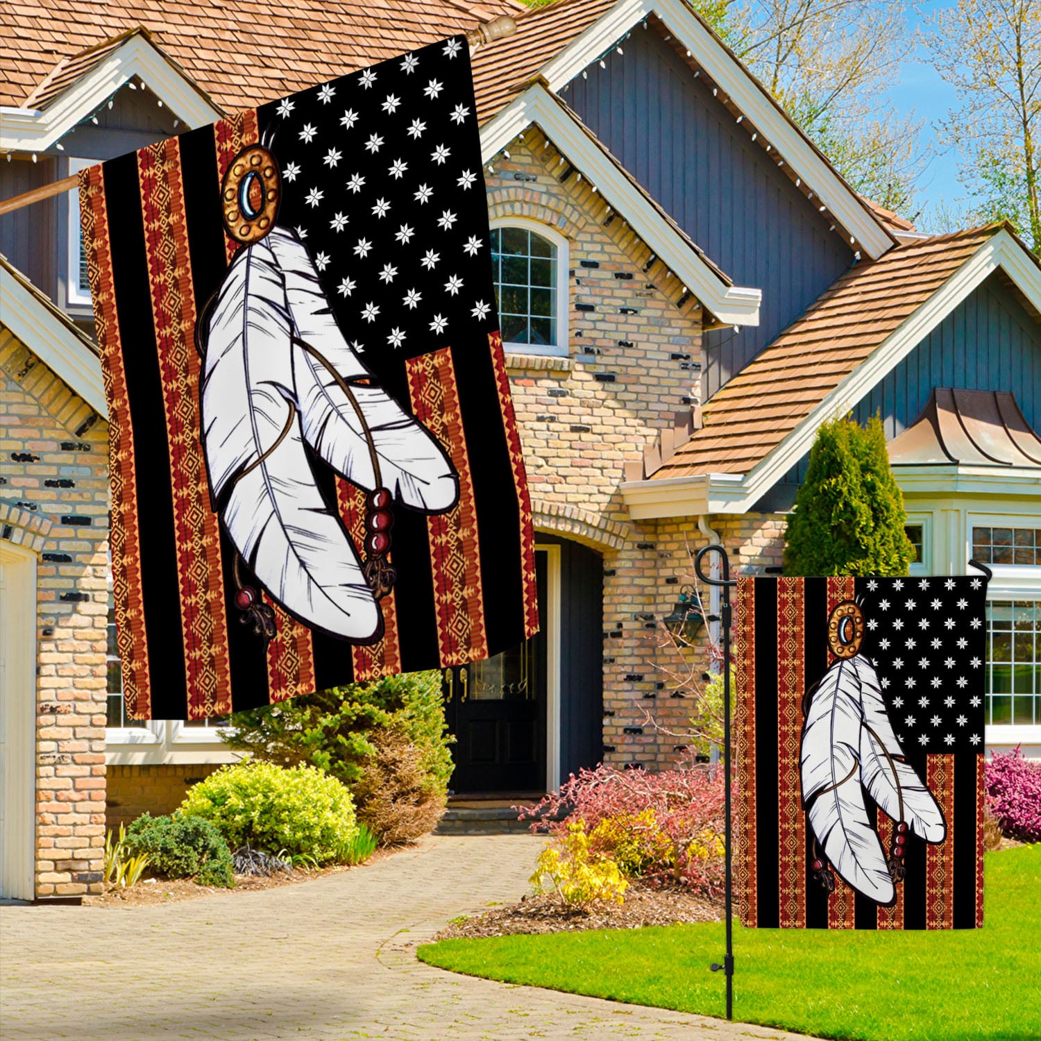 9VT. Feather Native American (4) Garden & House Mockup 3