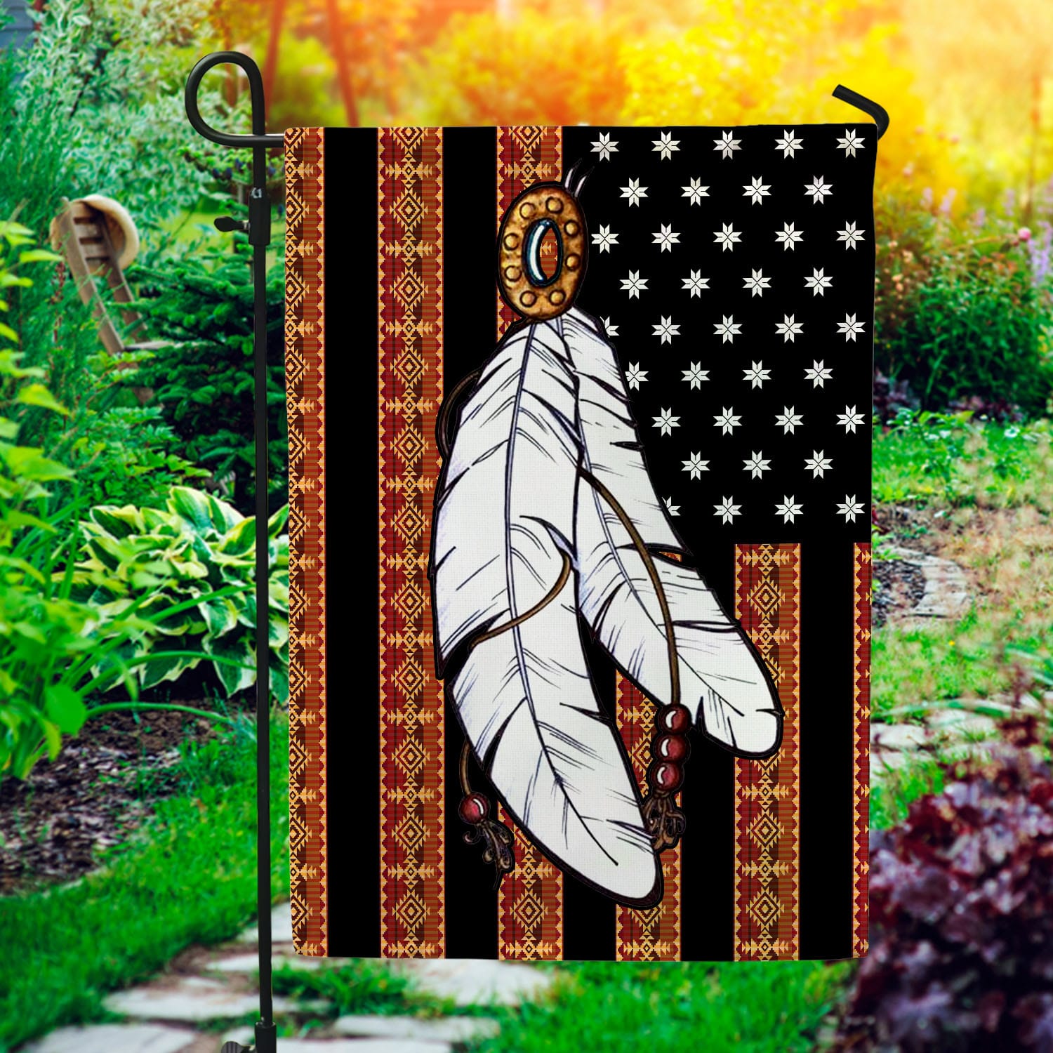 9VT. Feather Native American (4) Garden Flag Mockup 1
