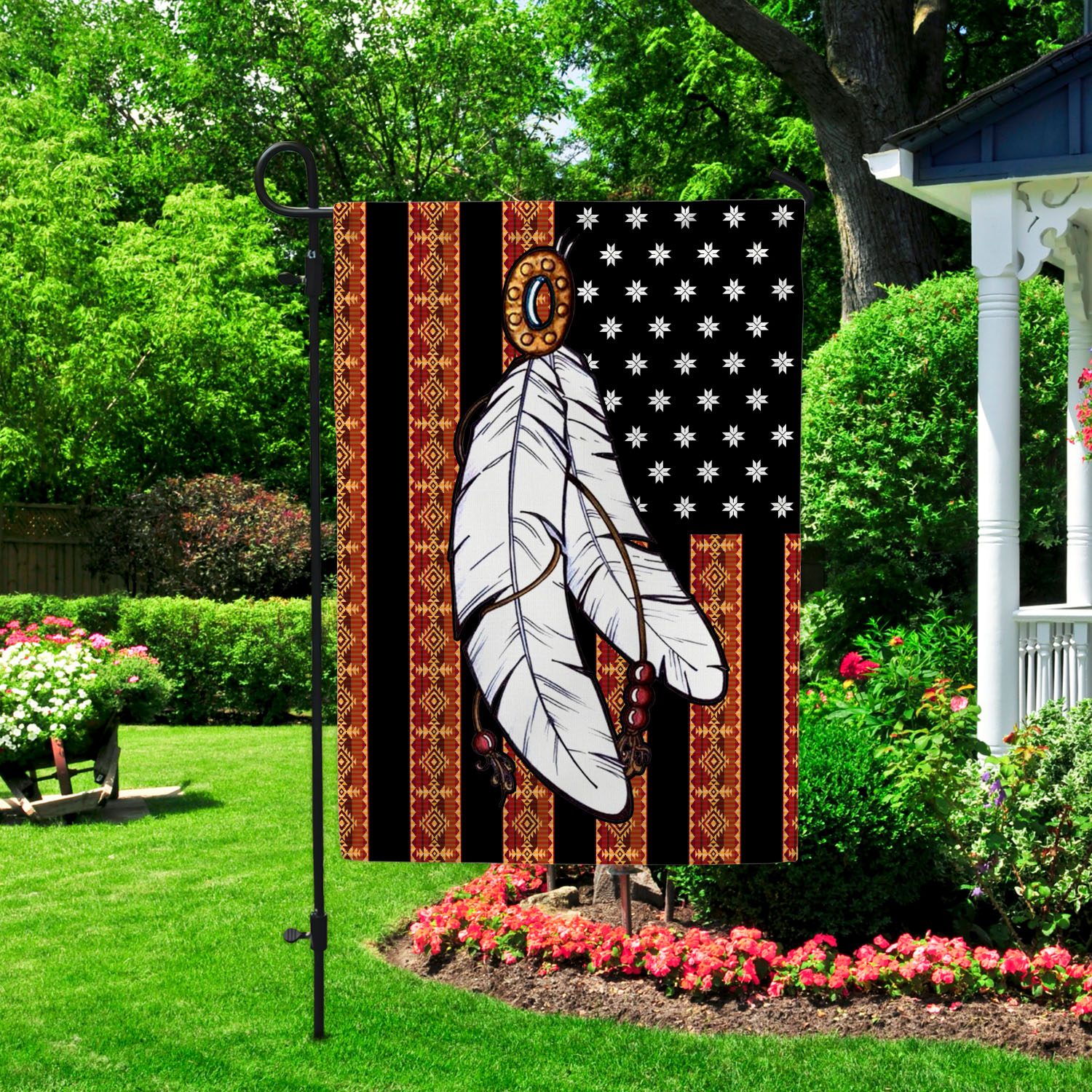 9VT. Feather Native American (4) Garden Flag Mockup 2