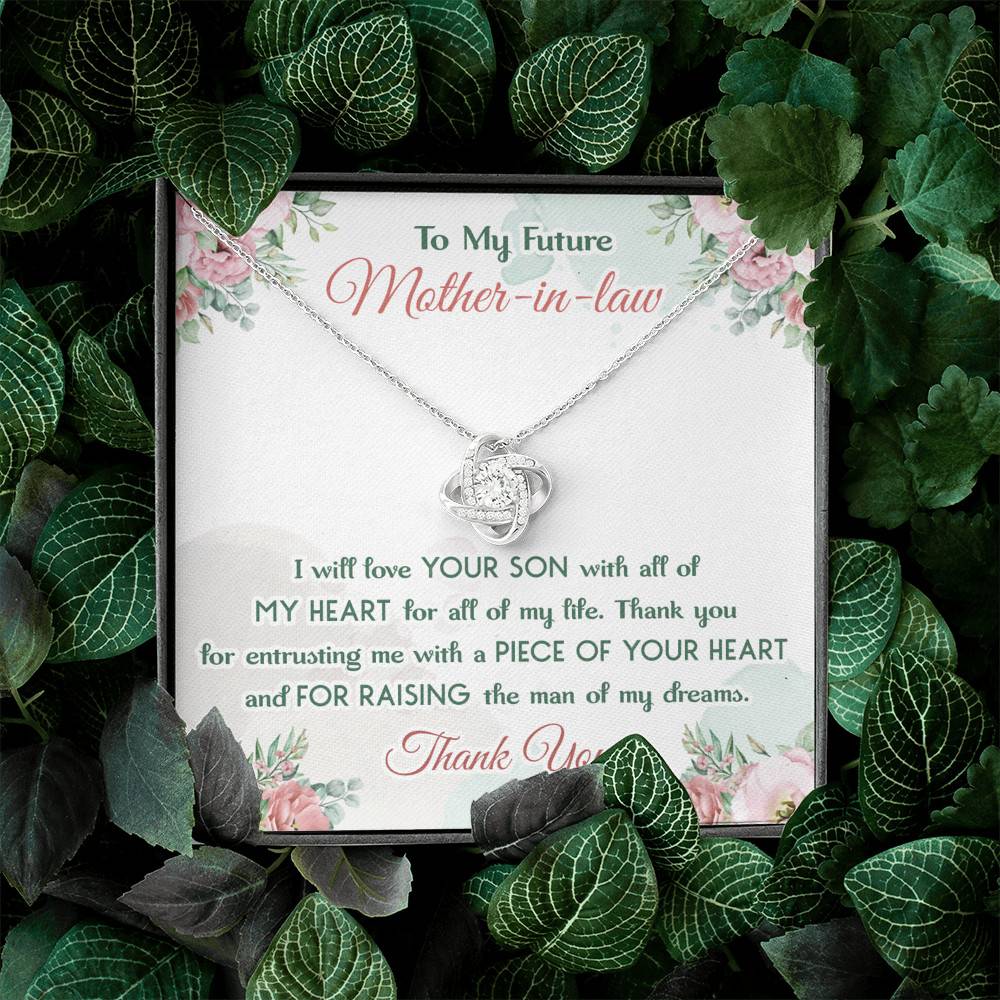 To My Future Mother In Law I Will Love Your Son With All Of My Heart Love Knot Necklace To My Future Mother In Law I Will Love Your Son With All Of My Heart Love Knot Necklace