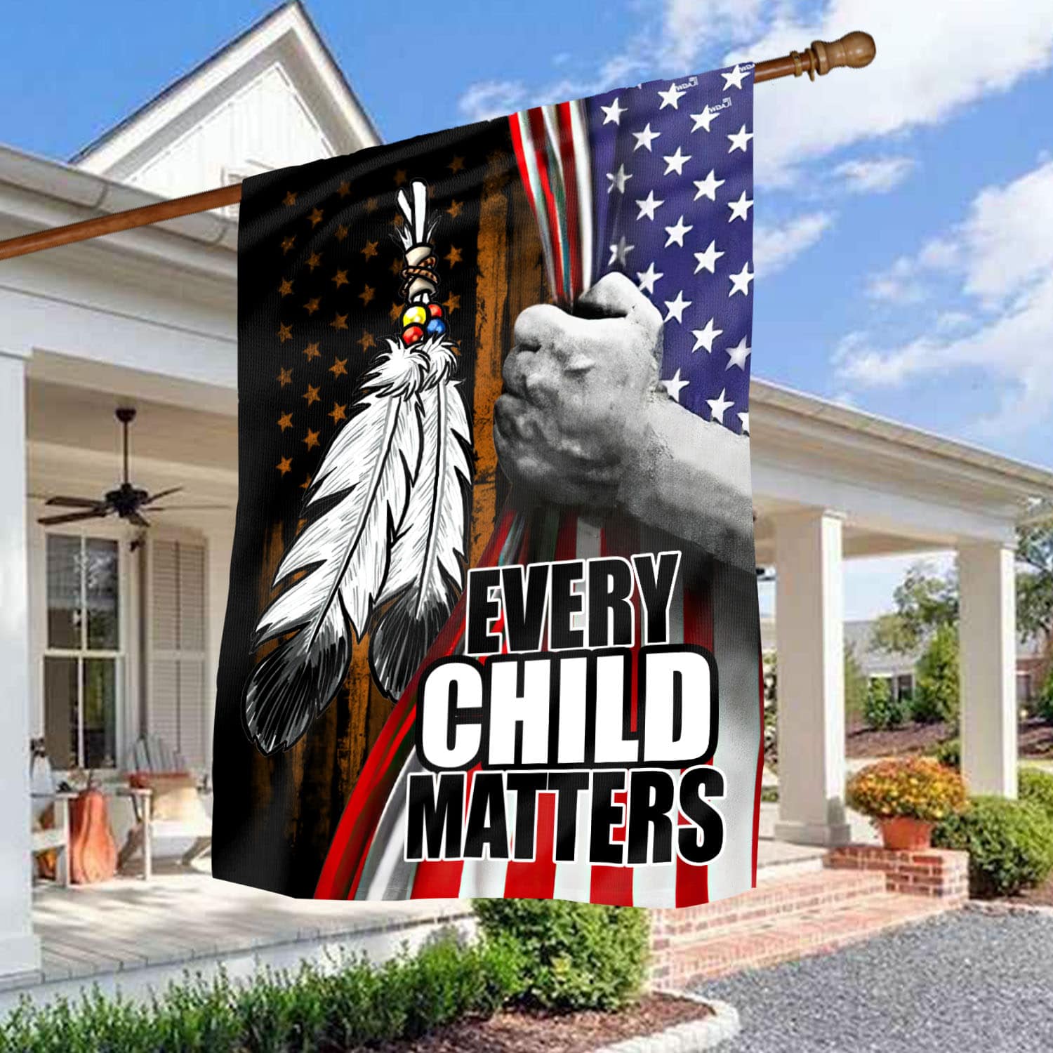 5O. Every Child Matters - side 1 House Flag Mockup 3