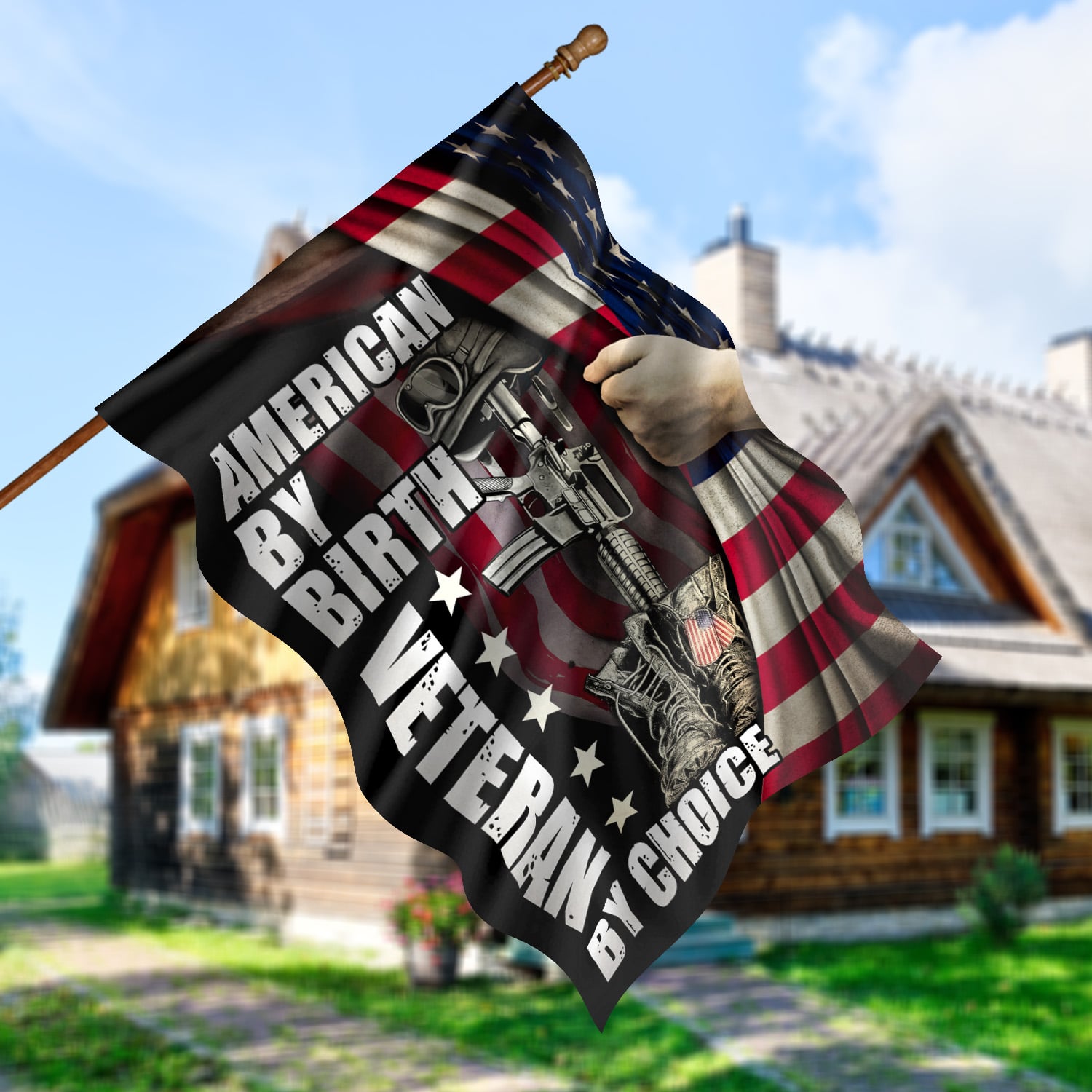 4. American By Birth House Flag Mockup 5