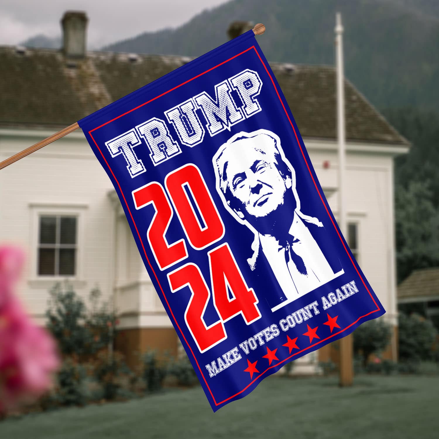 7O. Count Again (3) House Flag Mockup 4