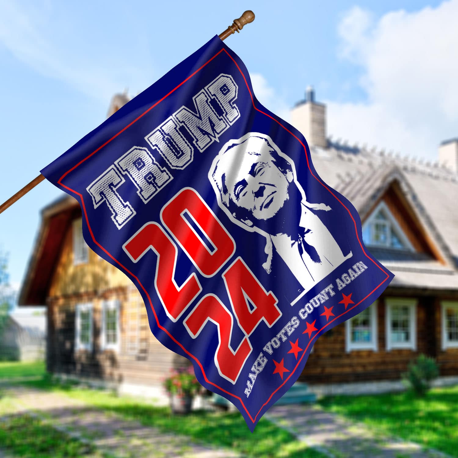 7O. Count Again (3) House Flag Mockup 5
