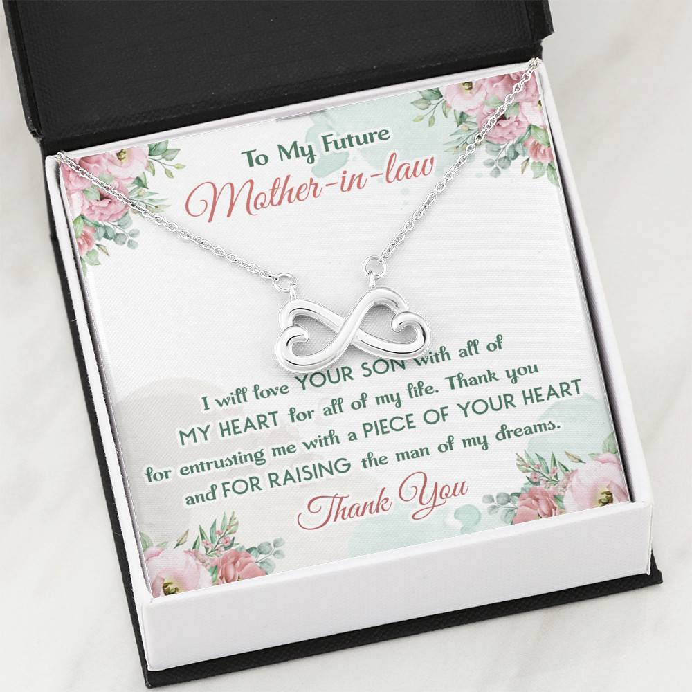 To My Future Mother In Law I Will Love Your Son With All Of My Heart Infinity Heart Pendant Necklace To My Future Mother In Law I Will Love Your Son With All Of My Heart Infinity Heart Pendant Necklace