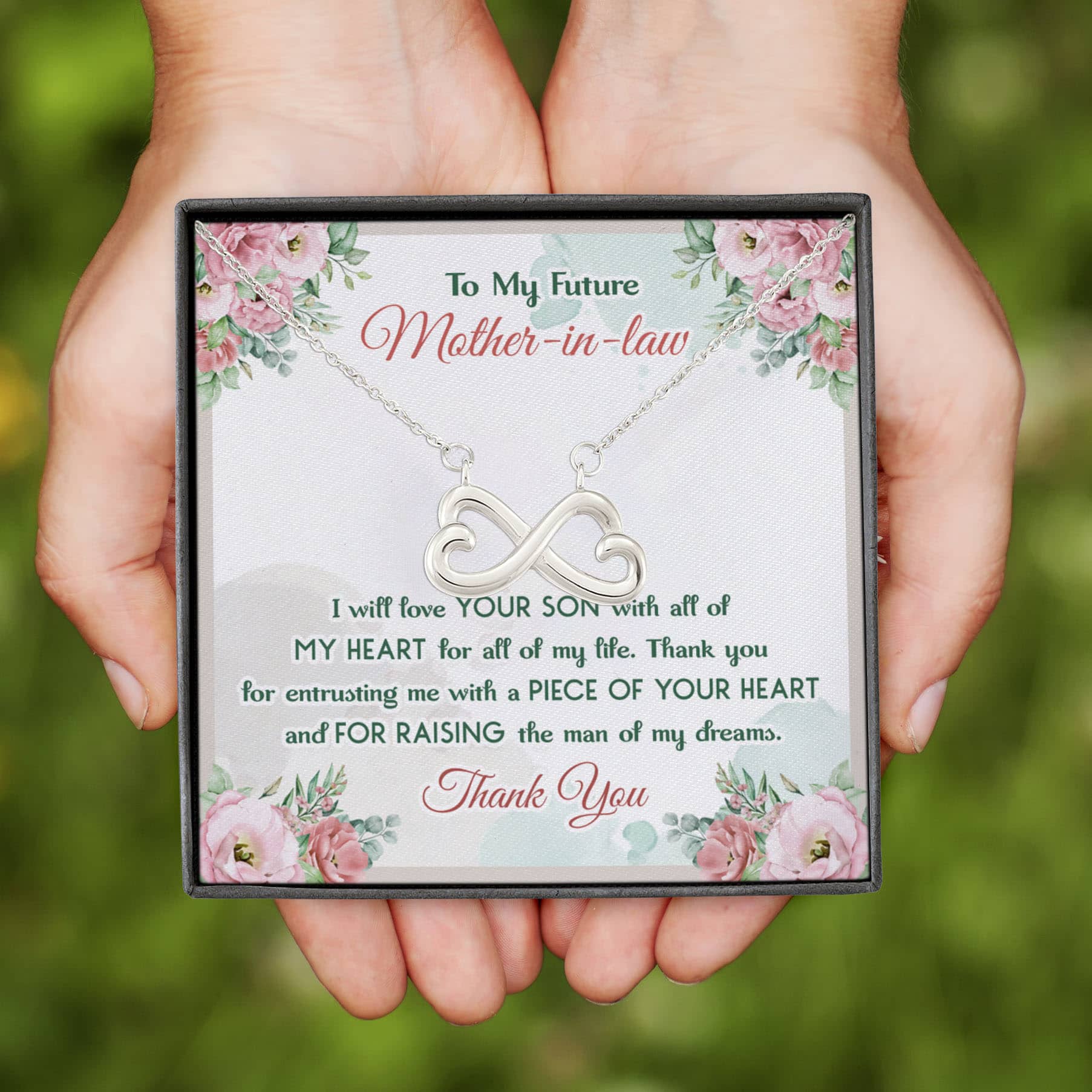 9VT. Future Mother In Law Love Your Son Infinity Heart Necklace (Silver)