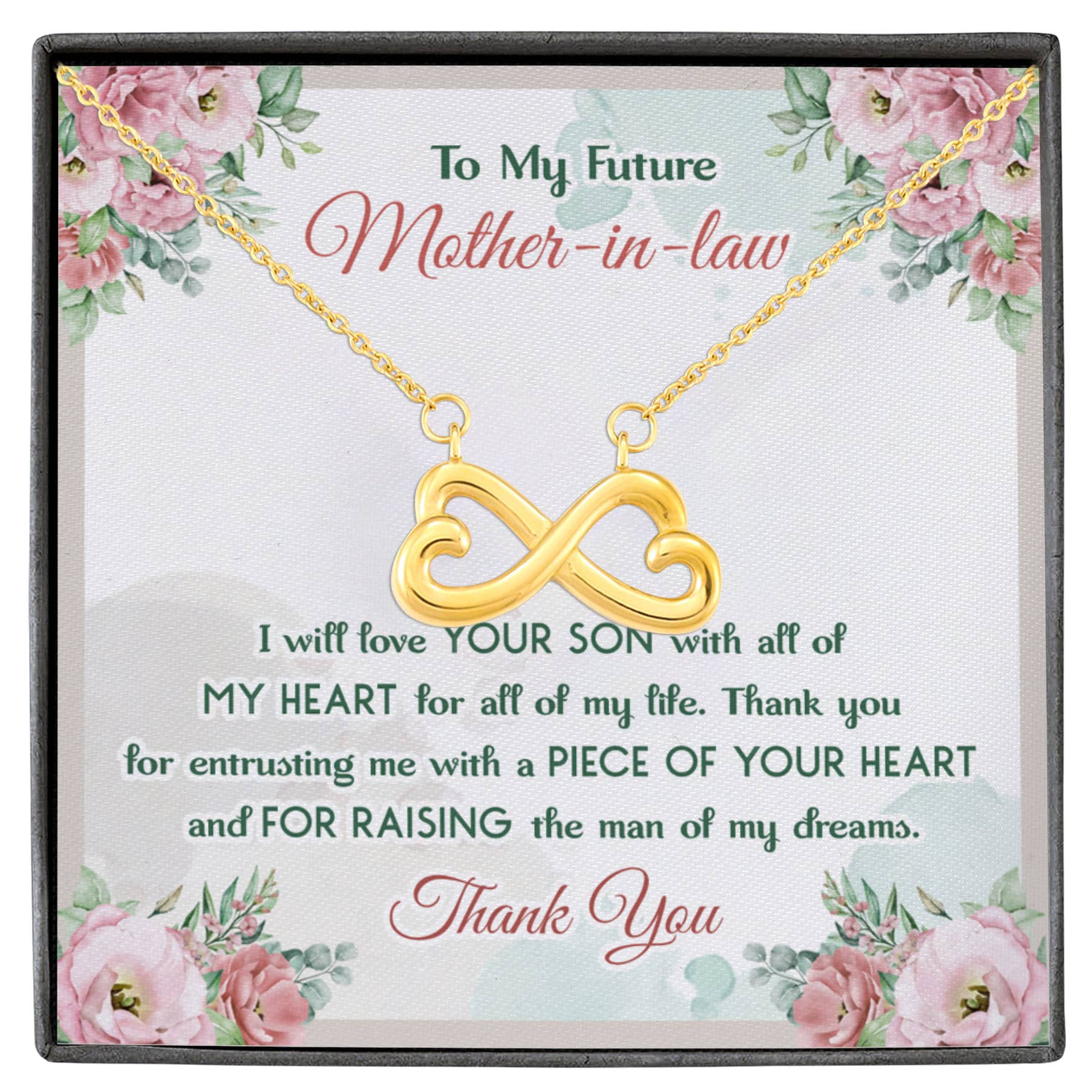 9VT. Future Mother In Law Love Your Son Infinity Heart Necklace White (Gold)