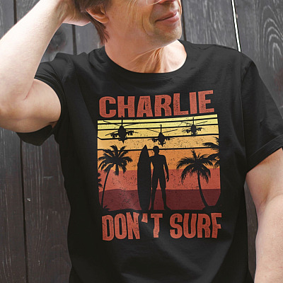 Alternative view of Charlie Don't Surf Vintage Sunset T-Shirt - V-Neck Shirt
